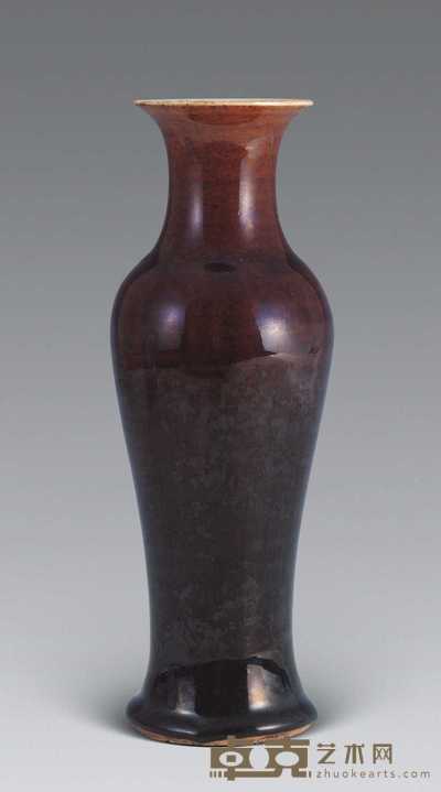 清 酱色釉花瓶 高25cm